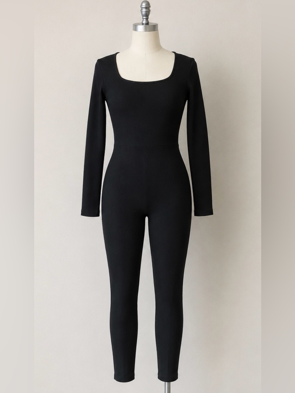 Amazon Black Long-Sleeve Scoop Neck Jumpsuit